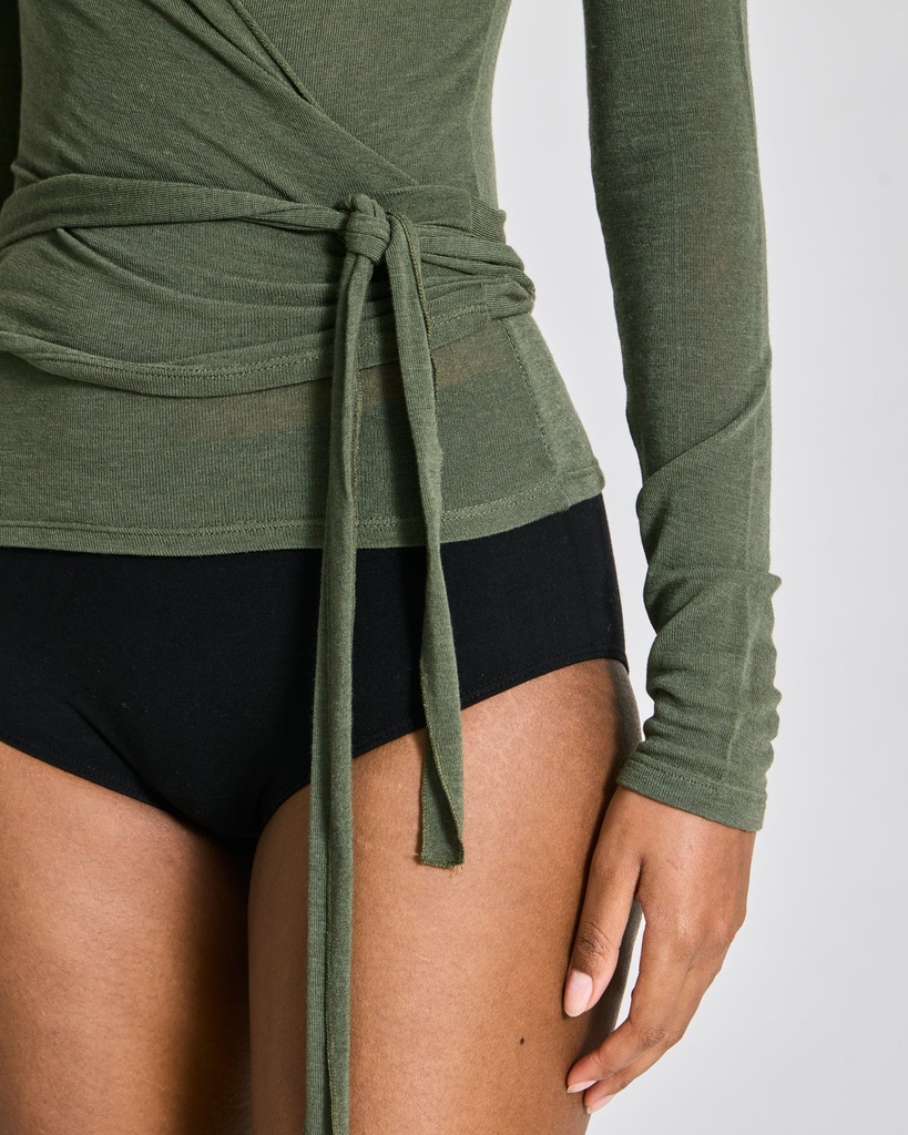 GAI+LISVA Toppur Anne Wrap LS Wool Top Olive