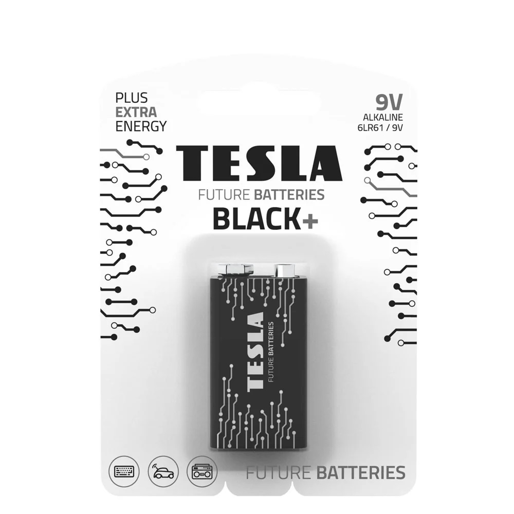 Tesla 9V Black+ 1stk í pk. Alk. rafhl.
