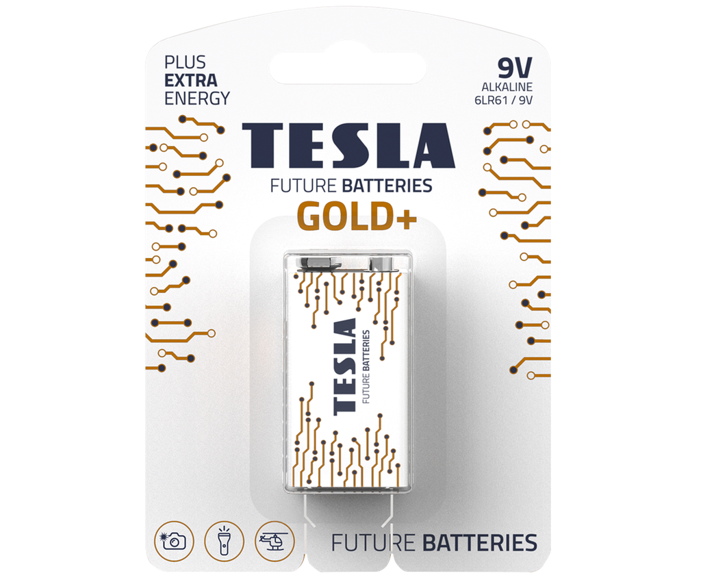 Tesla 9V Gold+ 1 í pk. Alk. rafhl.