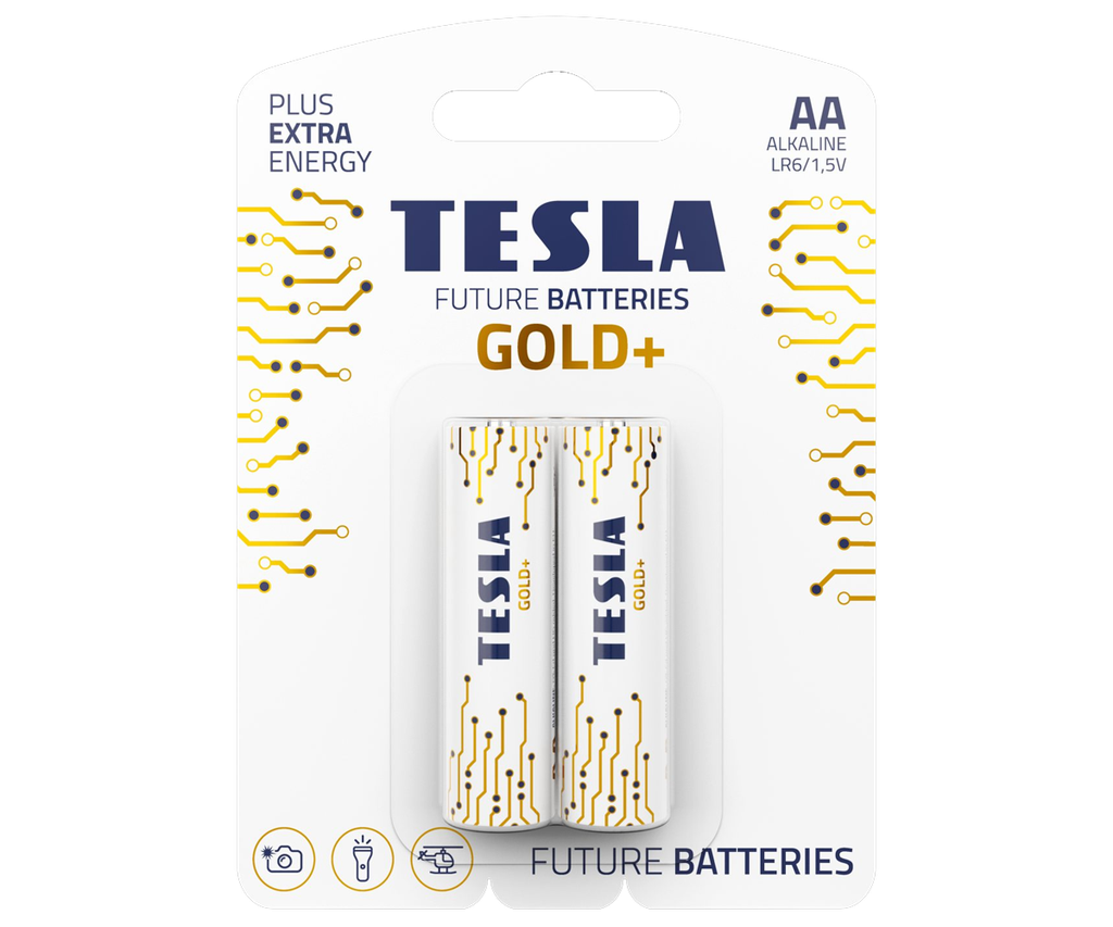 Tesla AA Gold+ 2 í pk. Alk. rafhl.