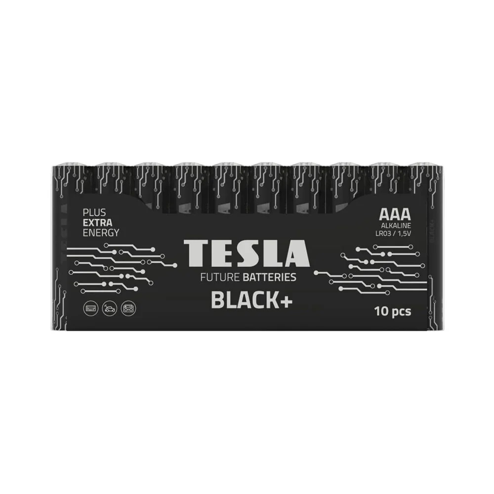 Tesla AAA Black+ 10 í pk. Alk. rafhl.