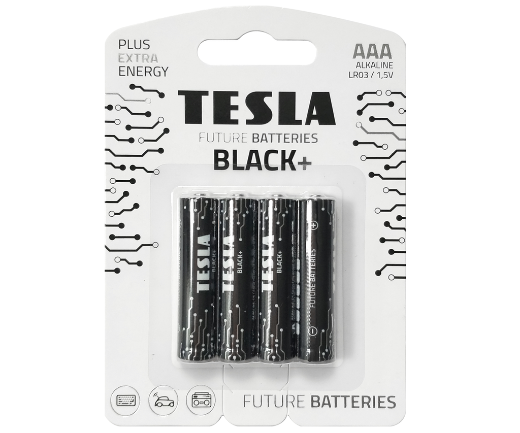 Tesla AAA Black+ 4 í pk. Alk. rafhl.