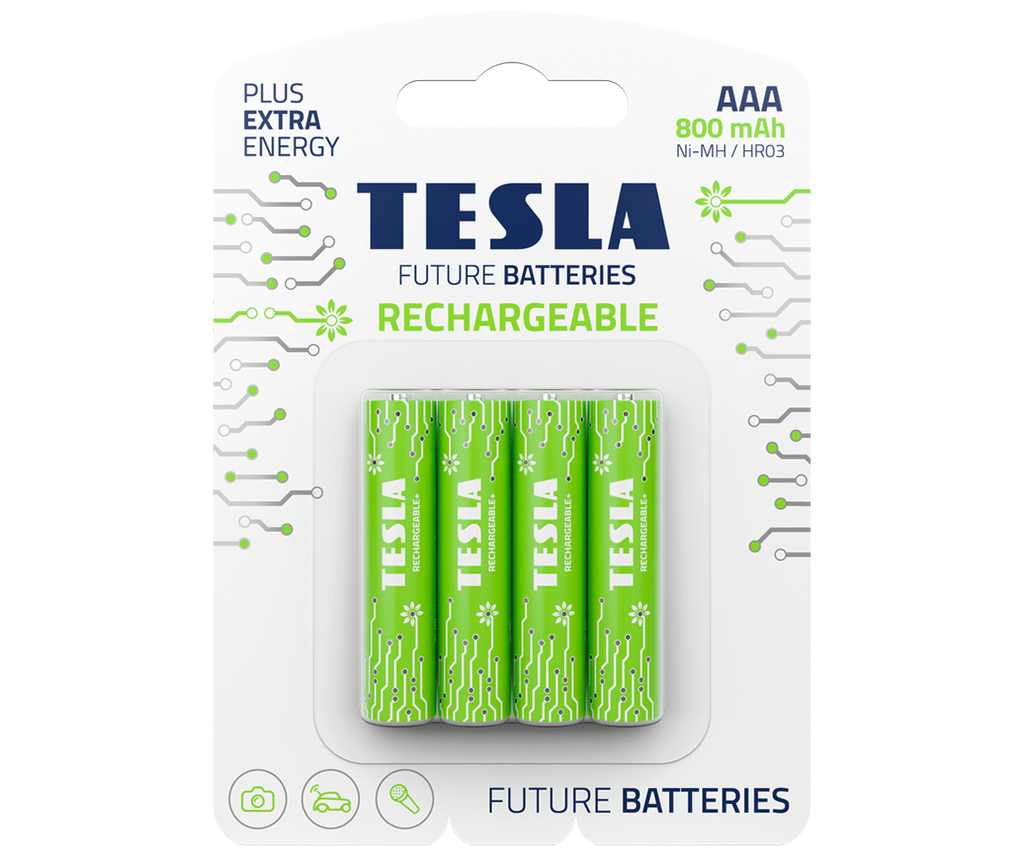 Tesla AAA Rechargeable+ 4 í pk. Ni-Mh rafhl.
