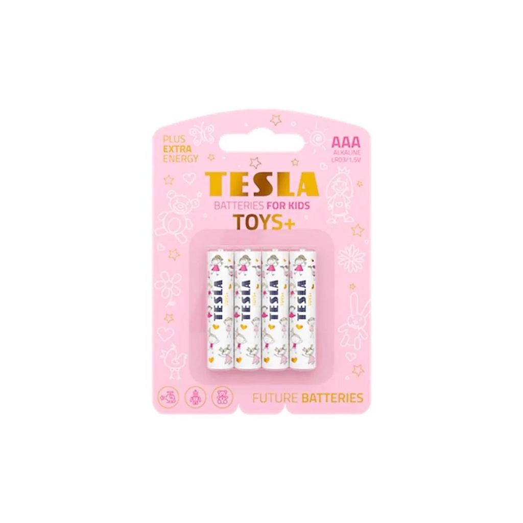 Tesla AAA Toys+ bleik 4 í pk. Alk. rafhl.