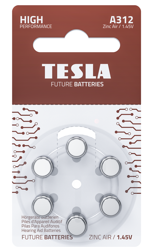 Tesla A312 - Heyrnatækja rafhl. 6 stk.pk.