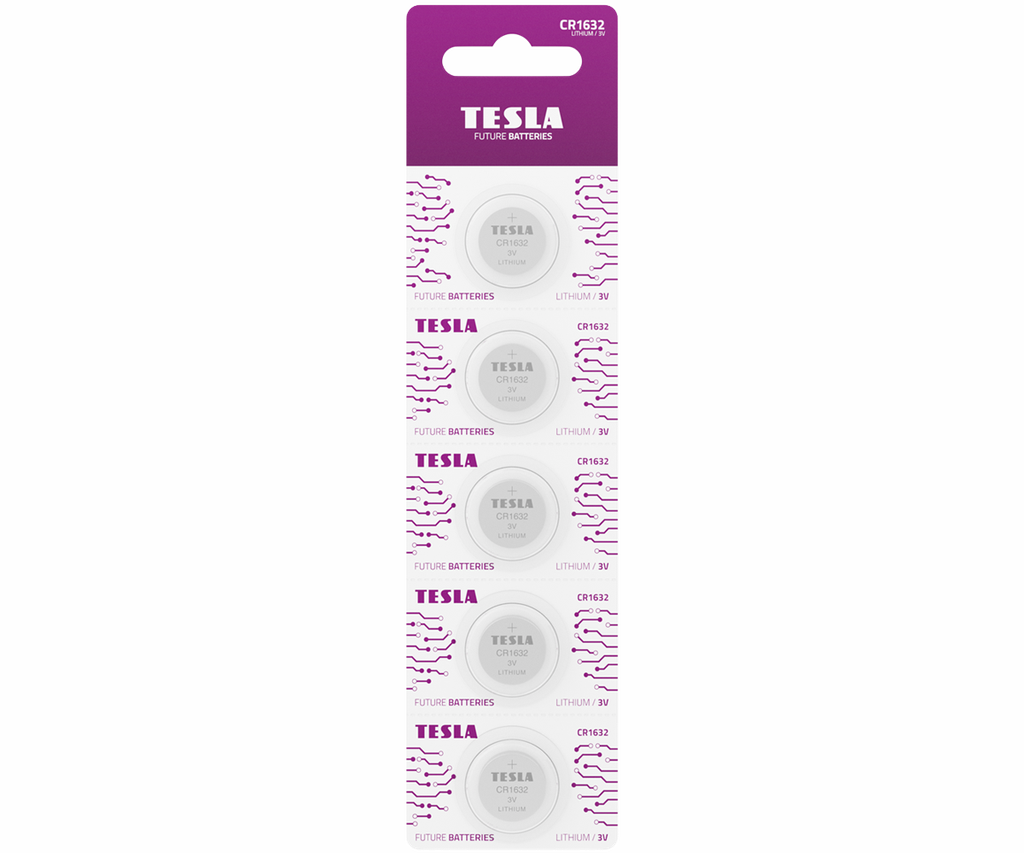 Tesla CR1632 5 stk í pk. Lithium rafhl.