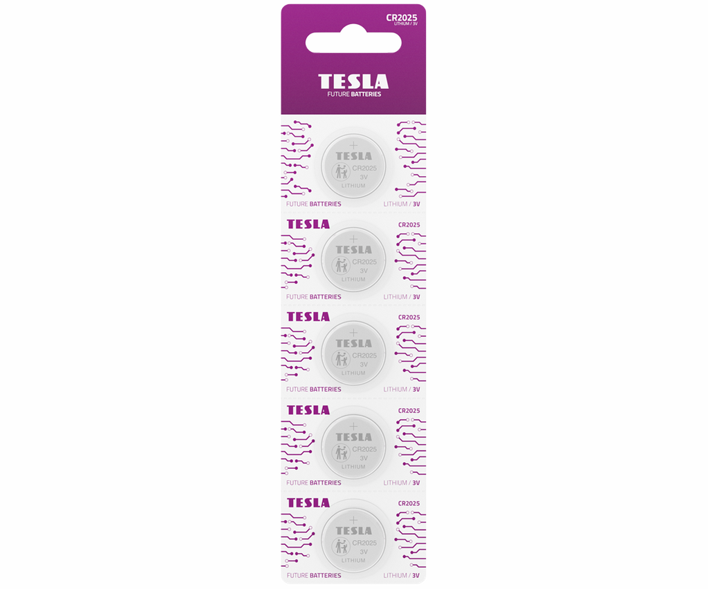 Tesla CR2025 5 stk í pk. Lithium rafhl.