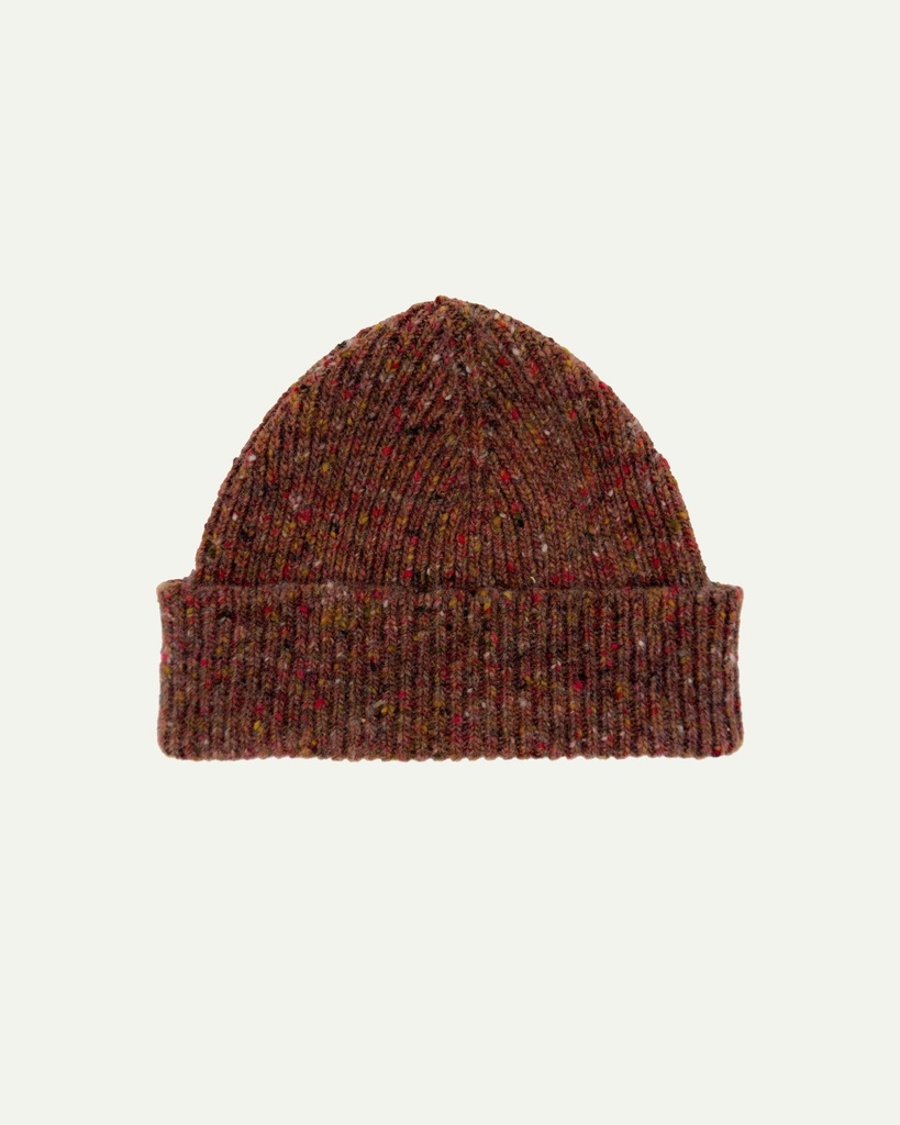 Uskees Húfa #4003 speckled donegal wool hat Chestnut