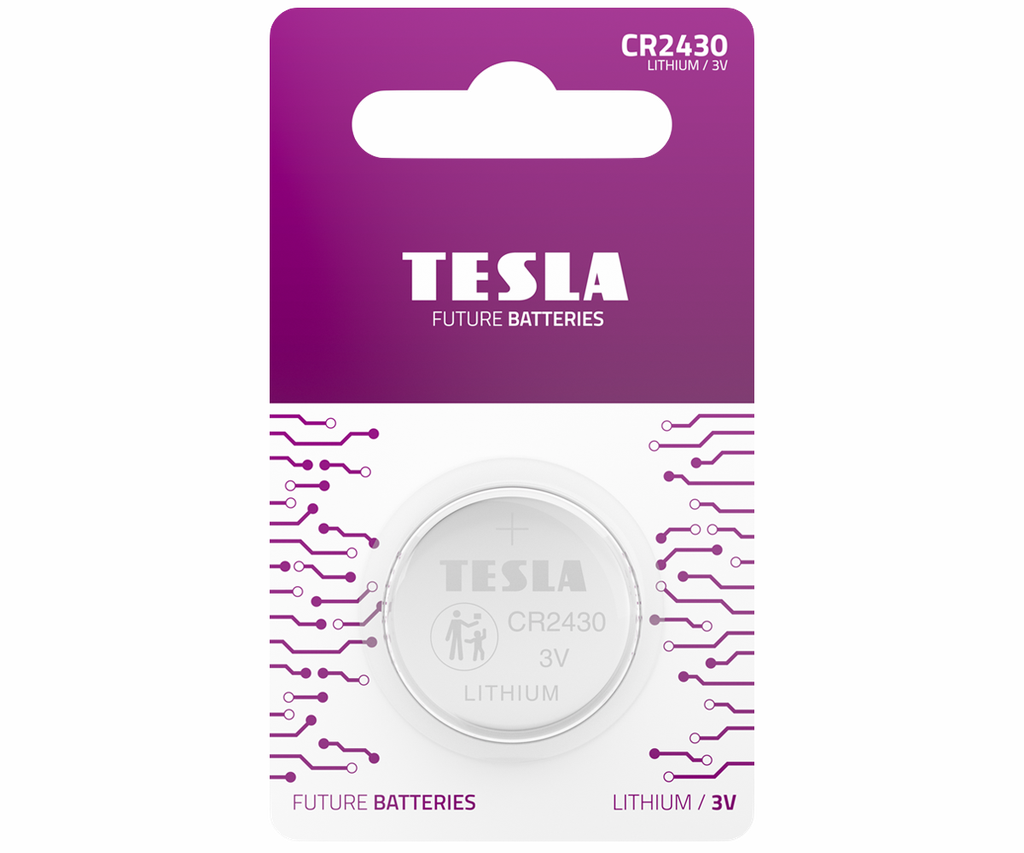 Tesla CR2430 1 stk í pk. Lithium rafhl.