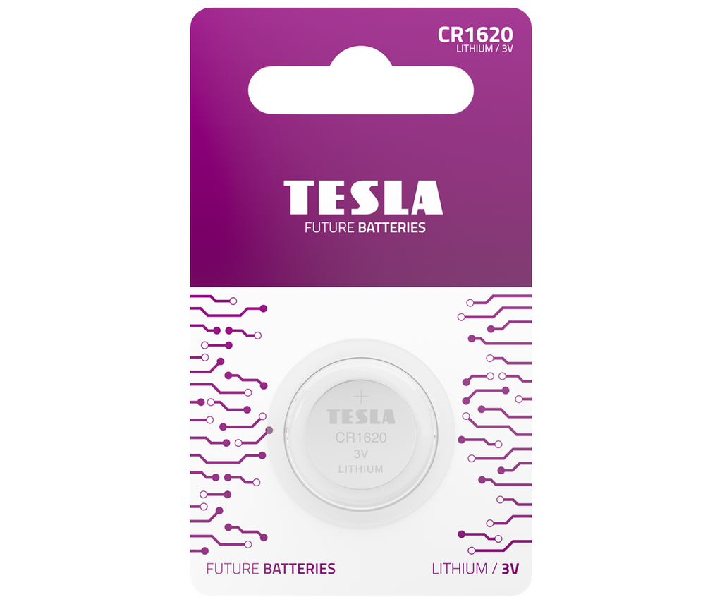 Tesla CR1620 1 stk í pk. Lithium rafhl.