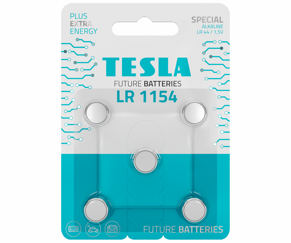 Tesla LR44 (1154) - 5 stk í pk. Alkaline rafhl.