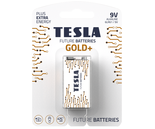 [12090122] Tesla 9V Gold+ 1 í pk. Alk. rafhl.