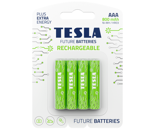 [16030421] Tesla AAA Rechargeable+ 4 í pk. Ni-Mh rafhl.