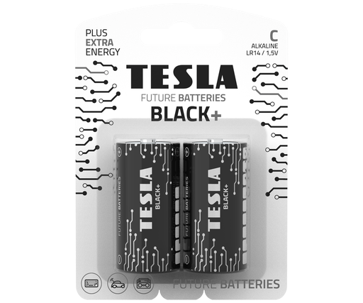 [14140220] Tesla C Black+ 2 í pk. Alk. rafhl.