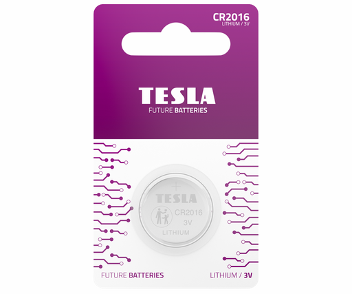[19160120] Tesla CR2016 1 stk í pk. Lithium rafhl.