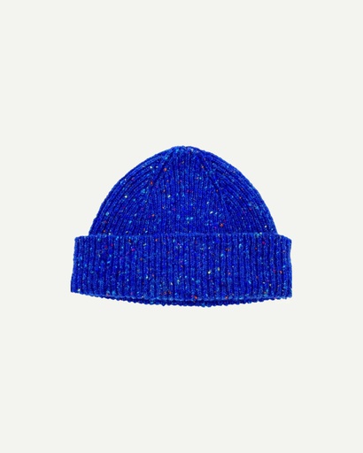 Uskees Húfa #4003 speckled donegal wool hat - ultra blue