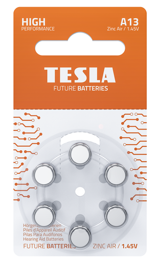 [17130620] Tesla A13 - Heyrnatækja rafhl. 6 stk.pk.