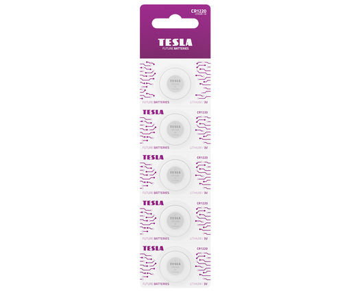 [19200520] Tesla CR1220 5 stk í pk. Lithium rafhl.