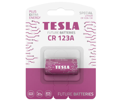 [18120120] Tesla CR123 - 1 stk í pk. LiFeS2 rafhl.